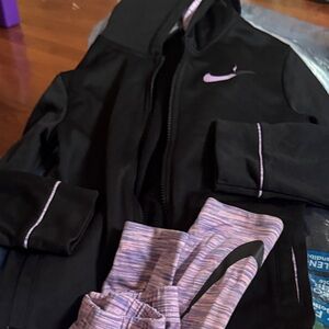 Nike Kids Jacket in Black with Purple Details
